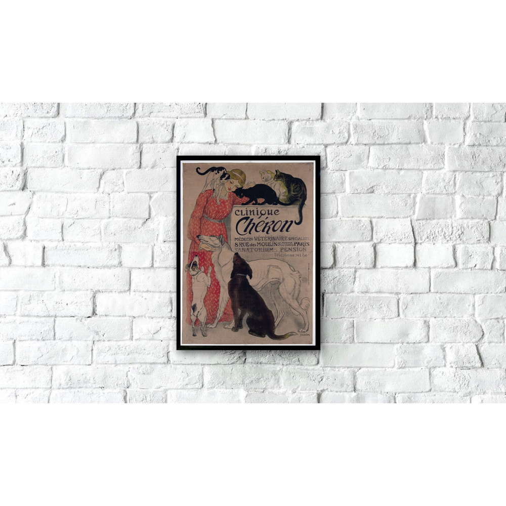 Printable Clinique Cheron Poster, Vintage Veterinary Poster, Art Nouveau Poster, Art Nouveau Print, Veterinary Wall Art, Cat Lover Art, Pets.jpg