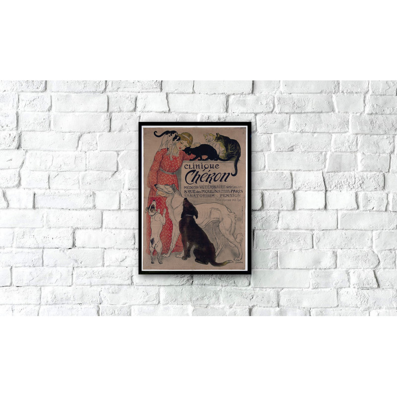 Printable Clinique Cheron Poster, Vintage Veterinary Poster, Art Nouveau Poster, Art Nouveau Print, Veterinary Wall Art, Cat Lover Art, Pets.jpg