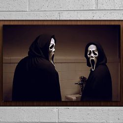 scream movie poster, funny bathroom art, scream funny bathroom scene, comedy bathroom poster, bathroom wall decor, funny