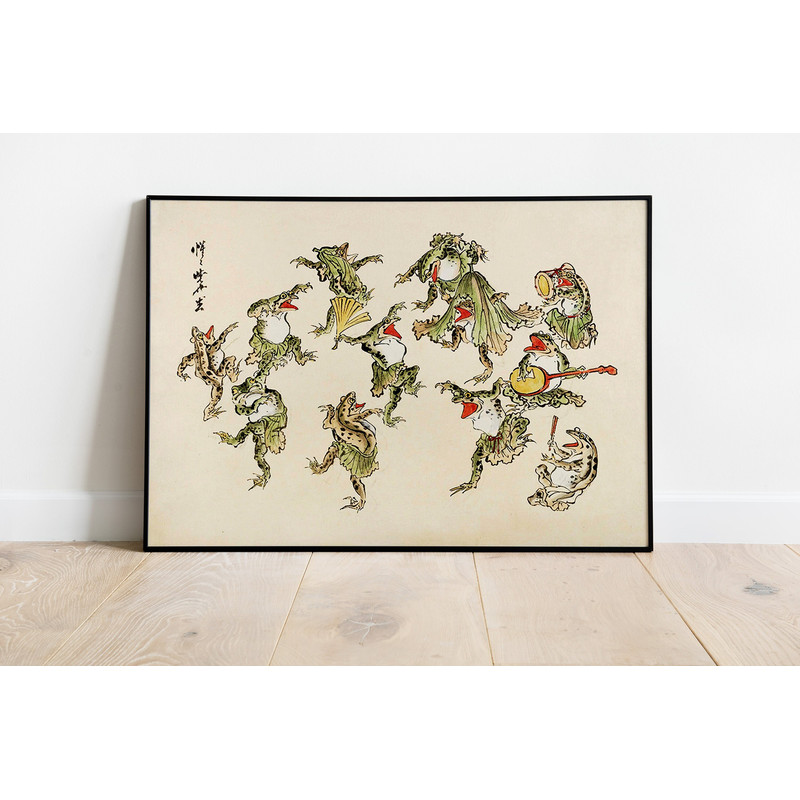 Vintage Dancing Frog Poster, Japanese Frogs Print, Frog Wall Art, Cute Art Print, Funny Wall Art, Frog Decor, Antique Frog, Vintage Frog Art.jpg