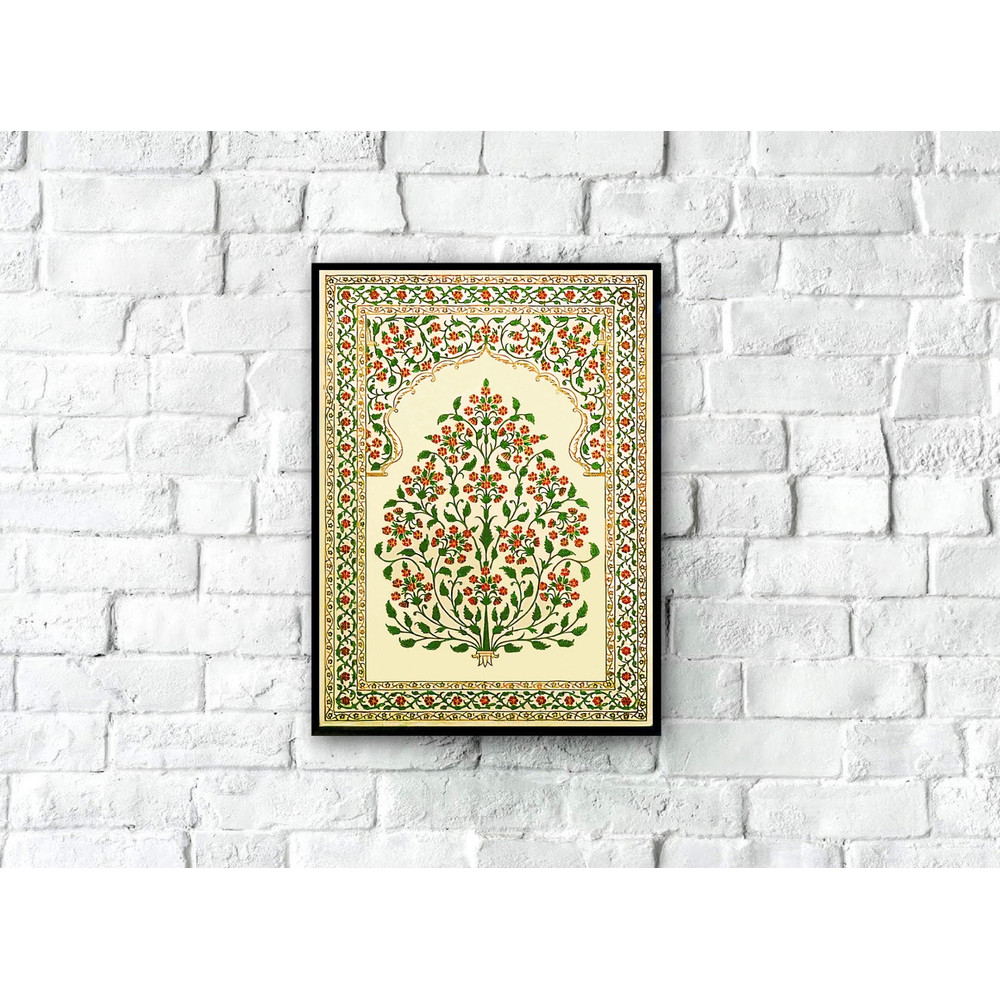 Vintage Pichwai Painting, Indian Folk Art, Indian Painting, Indian Art Print, Vintage Plant Floral Print, Vintage Paintings, Textile Wallart.jpg