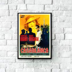 casablanca movie poster 1942, italian casablanca movie poster, vintage movie poster print, vintage film art, classic mov