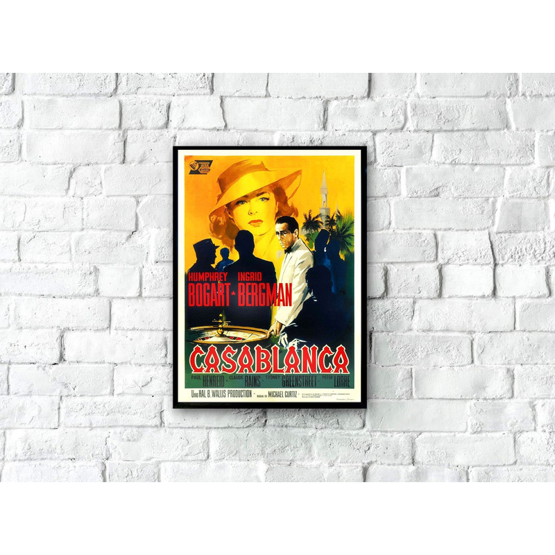 Casablanca Movie Poster 1942, Italian Casablanca Movie Poster, Vintage Movie Poster Print, Vintage Film Art, Classic Movie Art, Film Poster-1.jpg