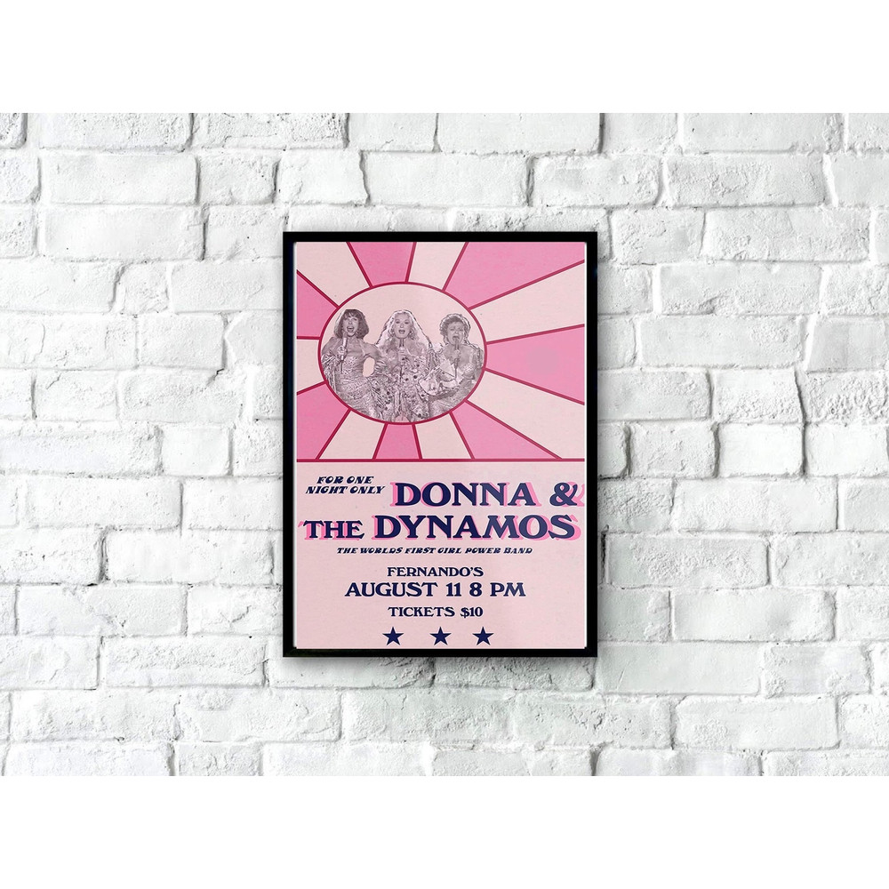 Donna and The Dynamos Poster, Classic Music Poster Printable, Mamma Mia Poster, Vintage Movie Poster, Home Decor, Movie Wall Art, Wall Decor-1.jpg