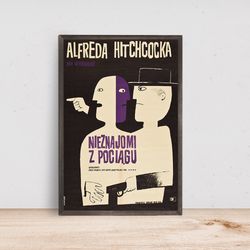 strangers on a train poster hitchcock movie poster dark comedy film movie poster, home decor, art poster for giftcustom