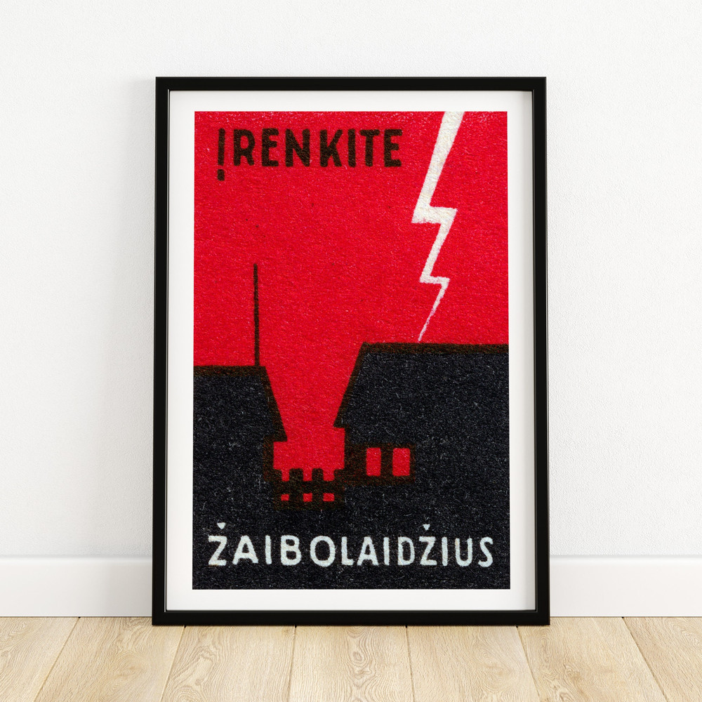 Danger of Lightning Strikes - Matchbox Print - Czech Wall Art - Vintage Czech Art - Matchbox Wall Poster - Vintage Poster Print.jpg