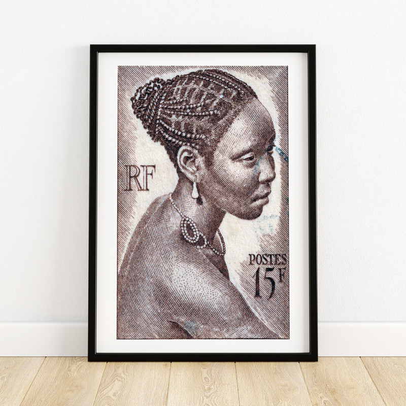 African Woman - Vintage African Art - Postage Stamp Print - Aesthetic Wall Art - Postage Stamp Wall Poster - Vintage Poster Print.jpg