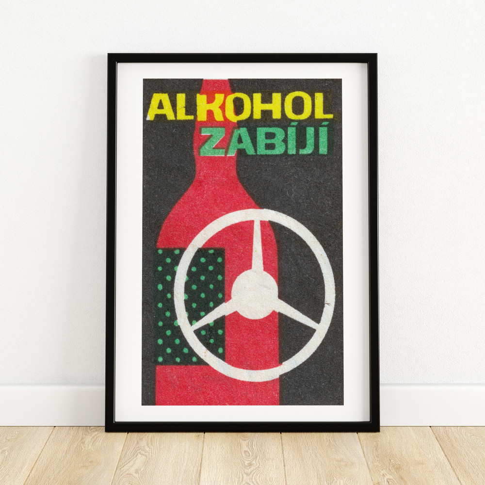 Anti-Drunk Driving Advertisement - Matchbox Print - Czech Wall Art - Vintage Czech Art - Matchbox Wall Poster - Vintage Poster Print.jpg