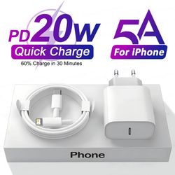 20W USB C Fast Charging For iPhone 13 12 11 14 Pro Max 7 8 Plus Mini XS XR X Charge USB Type C Cable For iPhone Charger