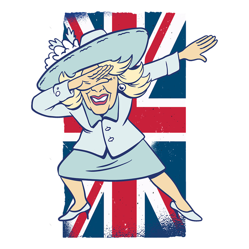 Funny Caricature Dabbing Camilla British Flag Womens Mens.png