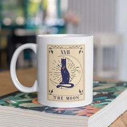 cat moon mug | tarot card mug, moon coffee mug, ceramic moon mug, sailor moon mug
