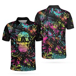 golf skull graffiti short sleeve polo shirt, streetwear polo shirt, best golf shirt for men