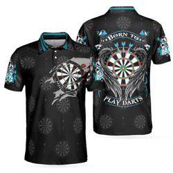 men polo shirt - born to play darts shirt for men polo shirt, black darts shirt.