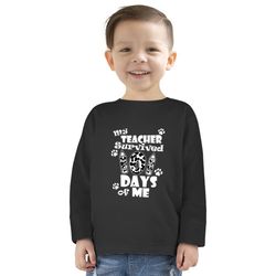 dalmatian my teacher survived 101 days of me school dalmatians dog kids long sleeve t-shirts