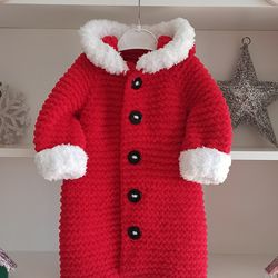 Gender-Neutral Baby Santa Claus Costume Hand-Knit, Soft, and Warm /Christmas Baby Gift