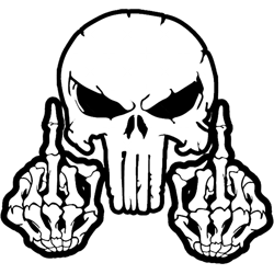 tactical skull with middle fingers