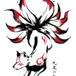 sumie kitsune nine fox tails kyubi no
