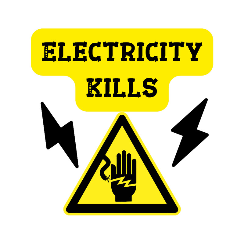 ELECTRICITY KILLSBe carefulKilowattDangerousCautionElectrical hazardT-Shir.png