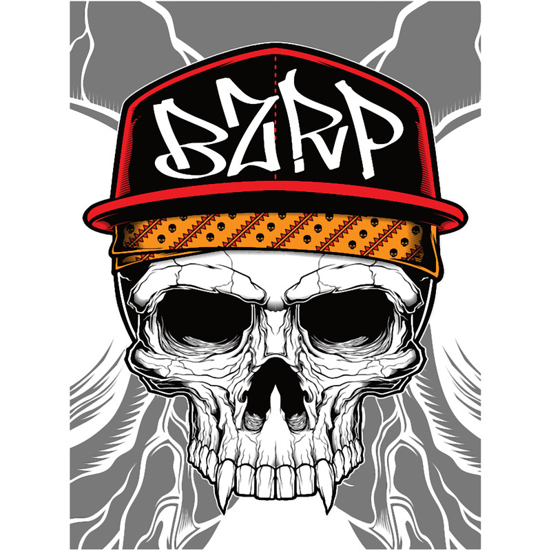 Cool Skull Wearing BZRP Hat and Bandana Bizarrap .png
