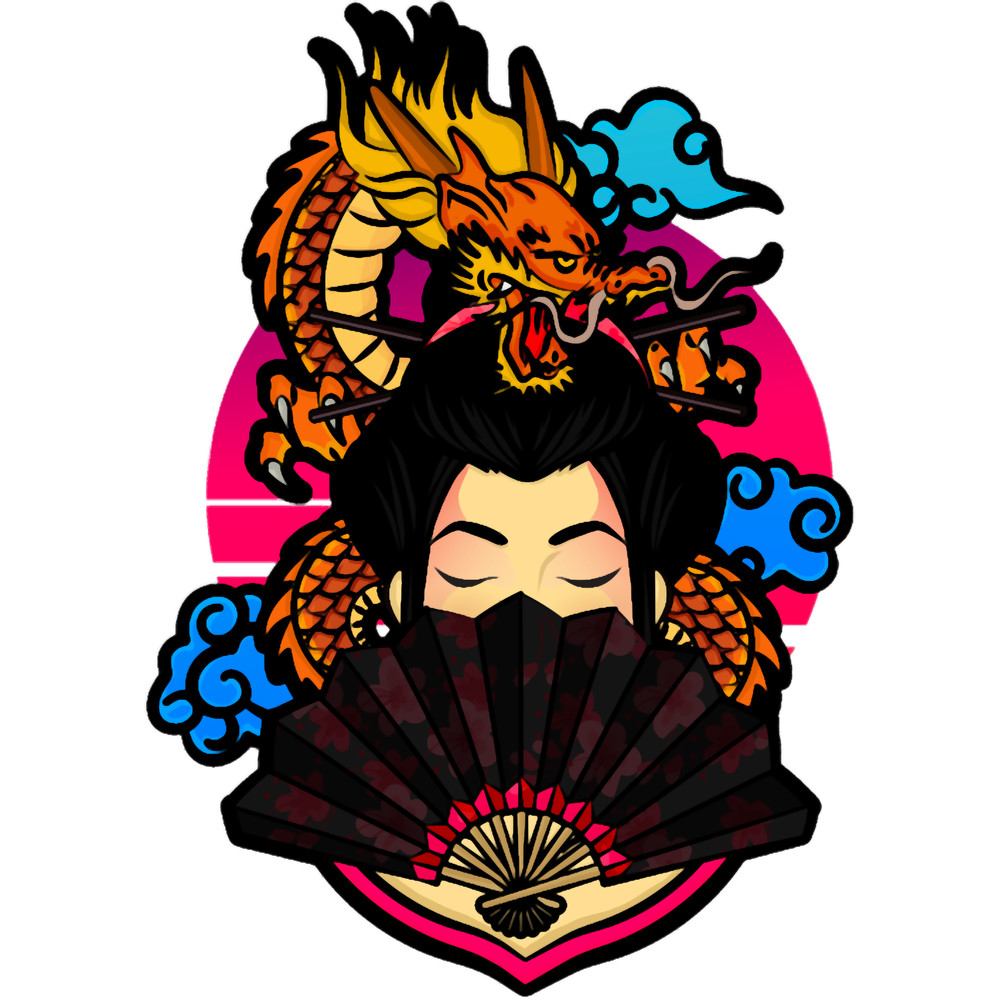 Asian Woman With A DragonCopic MarkerDoodle Art InspiredArt Present.png
