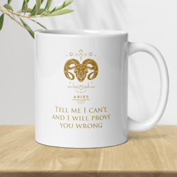 aries zodiac mug, ceramic constellation coffee mug, astrology aries signs mug, birthday gift mug, horoscope mug