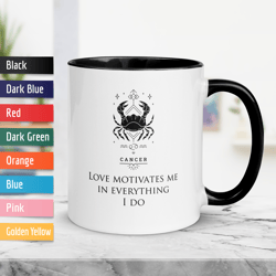 Cancer Zodiac Colored Mug, Ceramic Constellation Coffee Mug, Astrology Cancer Sign Mug, Birthday Gift Mug, Horoscope Mug