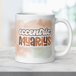 Aquarius Zodiac Boho Mug, Ceramic Constellation Coffee Mug, Astrology Aquarius Signs Mug, Birthday Gift Mug