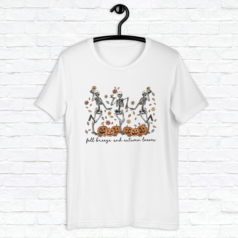 Dancing Skeleton Halloween Shirt Spooky Season Shirt Fall Vibes Shirt Trendy Fall Shirt Thanksgiving Skeleton Shirt 1