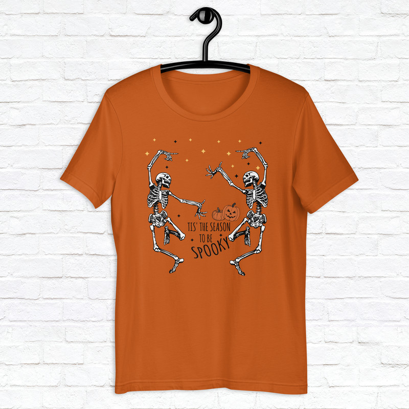 Dancing Skeleton Halloween Shirt Spooky Season Shirt Fall Vibes Shirt Trendy Fall Shirt Thanksgiving Skeleton Shirt 3