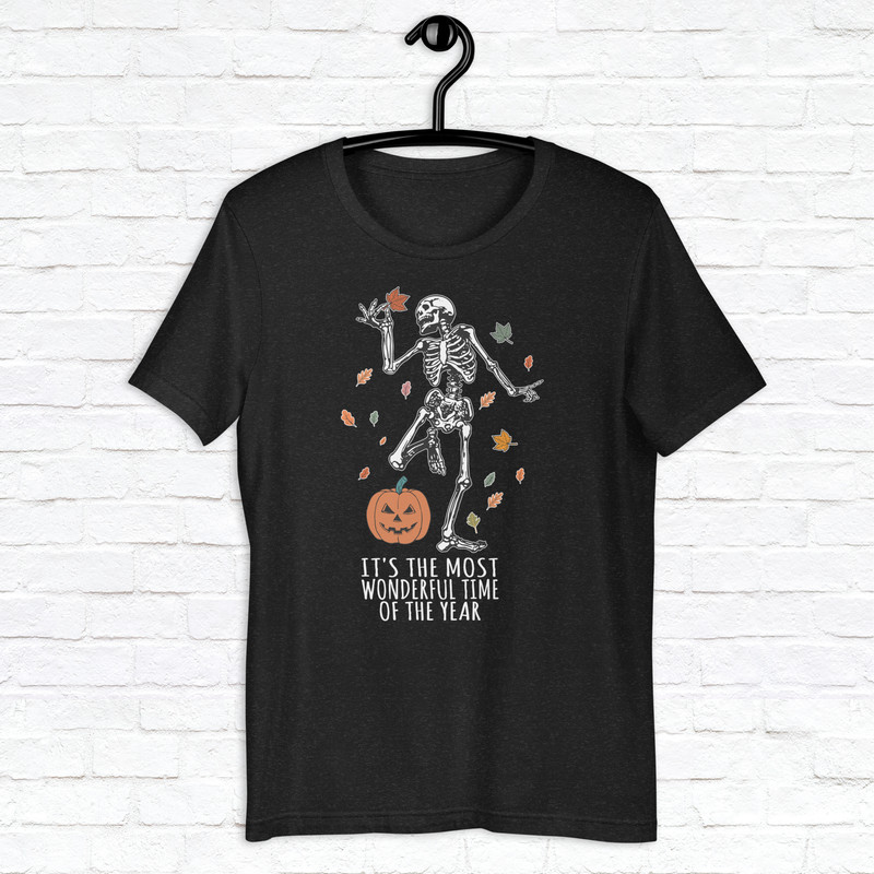Dancing Skeleton Halloween Shirt Spooky Season Shirt Fall Vibes Shirt Trendy Fall Shirt Thanksgiving Skeleton Shirt 0