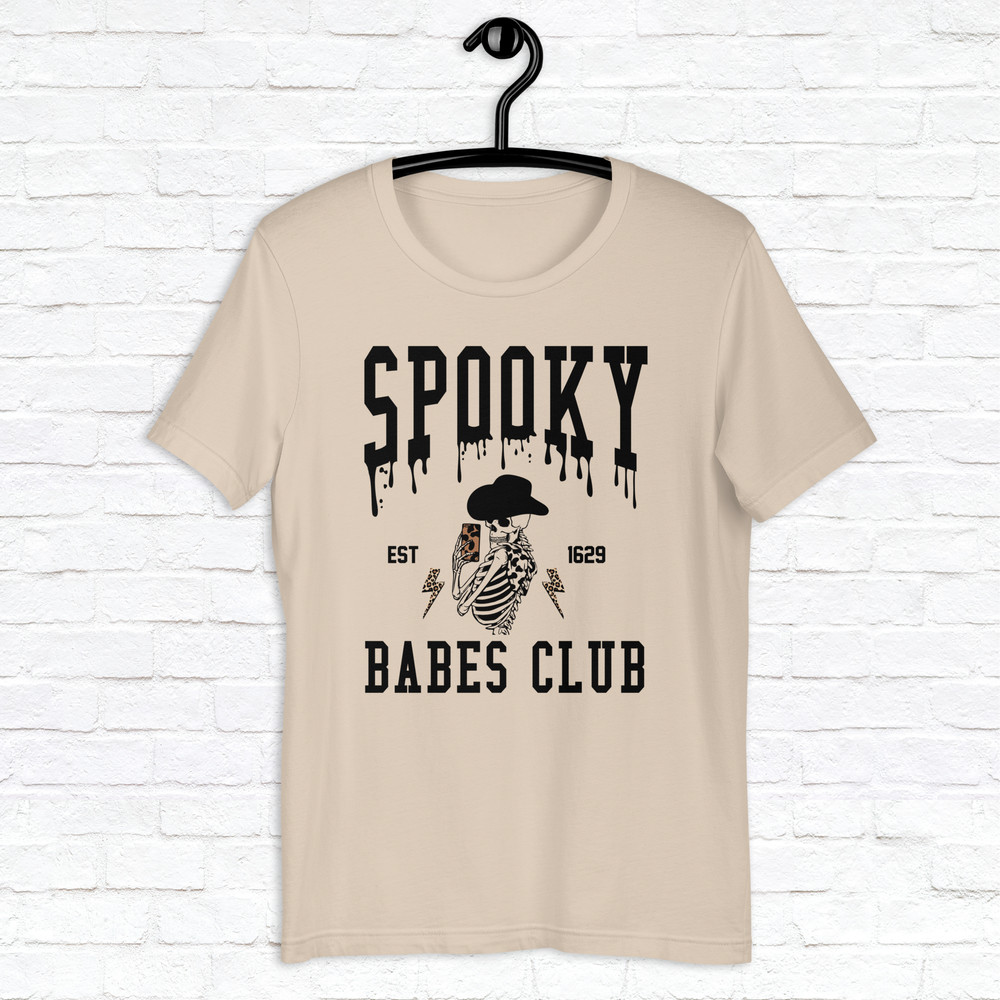 Spooky Babes Club Shirt Halloween Shirt Trendy Skeleton Shirt Fall Vibes Shirt Trendy Fall Shirt Spooky Season Shirt 0