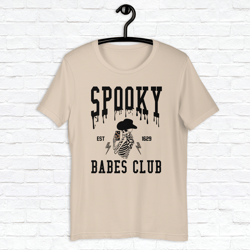 spooky babes club shirt, halloween shirt, trendy skeleton shirt, fall vibes shirt, trendy fall shirt spooky season shirt