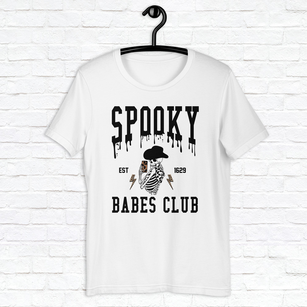 Spooky Babes Club Shirt Halloween Shirt Trendy Skeleton Shirt Fall Vibes Shirt Trendy Fall Shirt Spooky Season Shirt 1