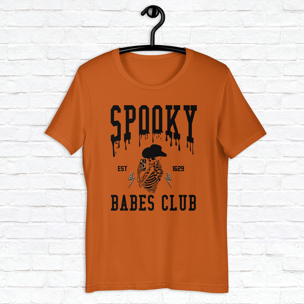 Spooky Babes Club Shirt Halloween Shirt Trendy Skeleton Shirt Fall Vibes Shirt Trendy Fall Shirt Spooky Season Shirt 2