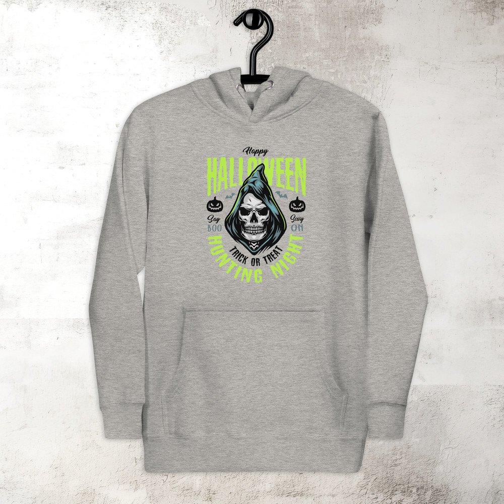 Halloween Hunting Night Hoodie Skull Hoodie Scary Hoodie Fall Spooky Season Hoodie Trick Treat Premium Hoodie 0