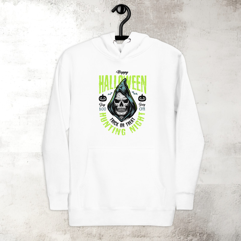 Halloween Hunting Night Hoodie Skull Hoodie Scary Hoodie Fall Spooky Season Hoodie Trick Treat Premium Hoodie 2