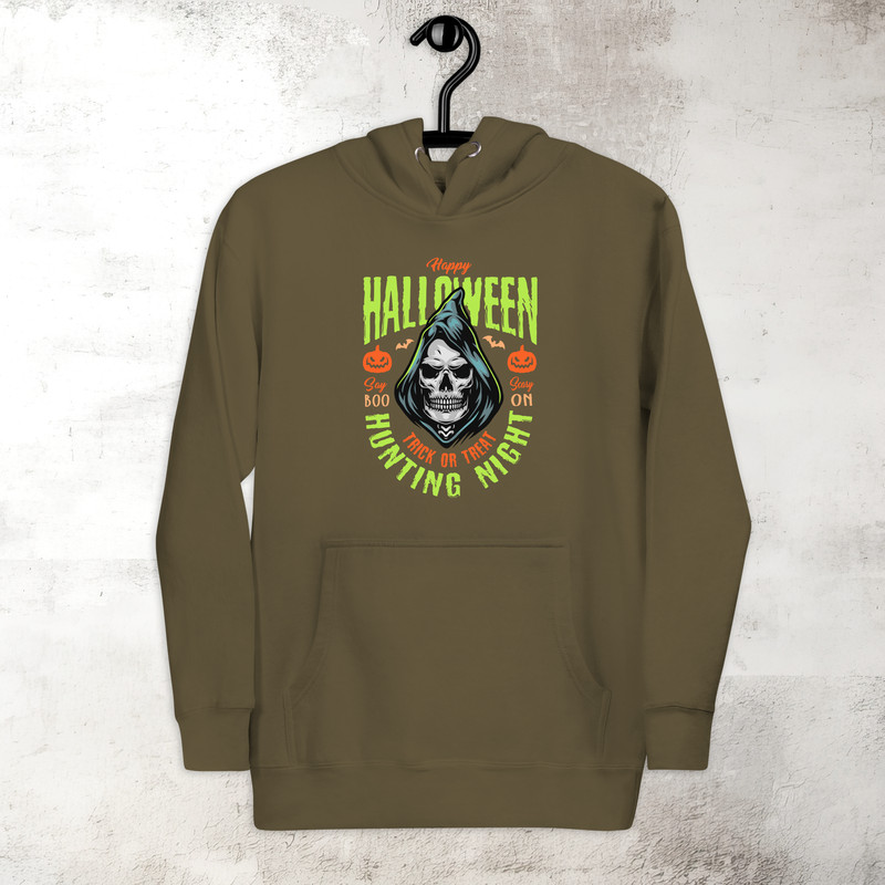 Halloween Hunting Night Hoodie Skull Hoodie Scary Hoodie Fall Spooky Season Hoodie Trick Treat Premium Hoodie 4