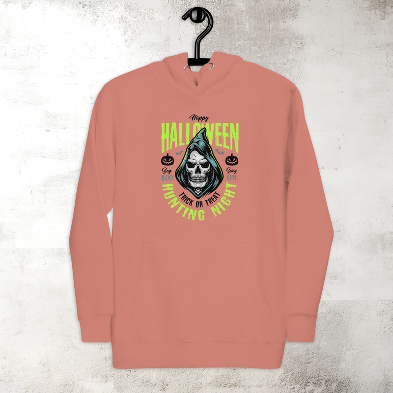 Halloween Hunting Night Hoodie Skull Hoodie Scary Hoodie Fall Spooky Season Hoodie Trick Treat Premium Hoodie 6