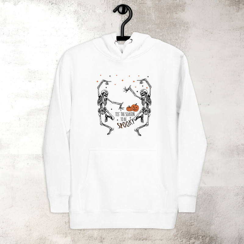 Dancing Skeleton Hoodie Tis The Season To Be Spooky Halloween Fall Vibes Hoodie Trendy Fall Hoodie Premium Hoodie 3