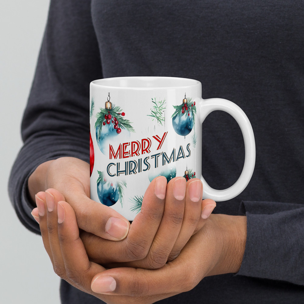 Christmas Retro Style Coffee Mug With Ornaments Magic Ceramic Mug Christmas Balls Wraparound Mug Ch