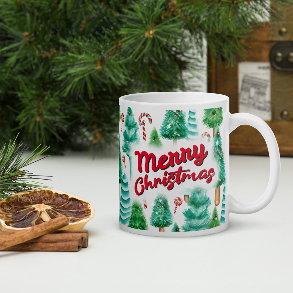 Xmas Tree Retro Style Coffee Mug With Sweets Magic Ceramic Mug Wraparound Mug Christmas Tree Mug Ho 5