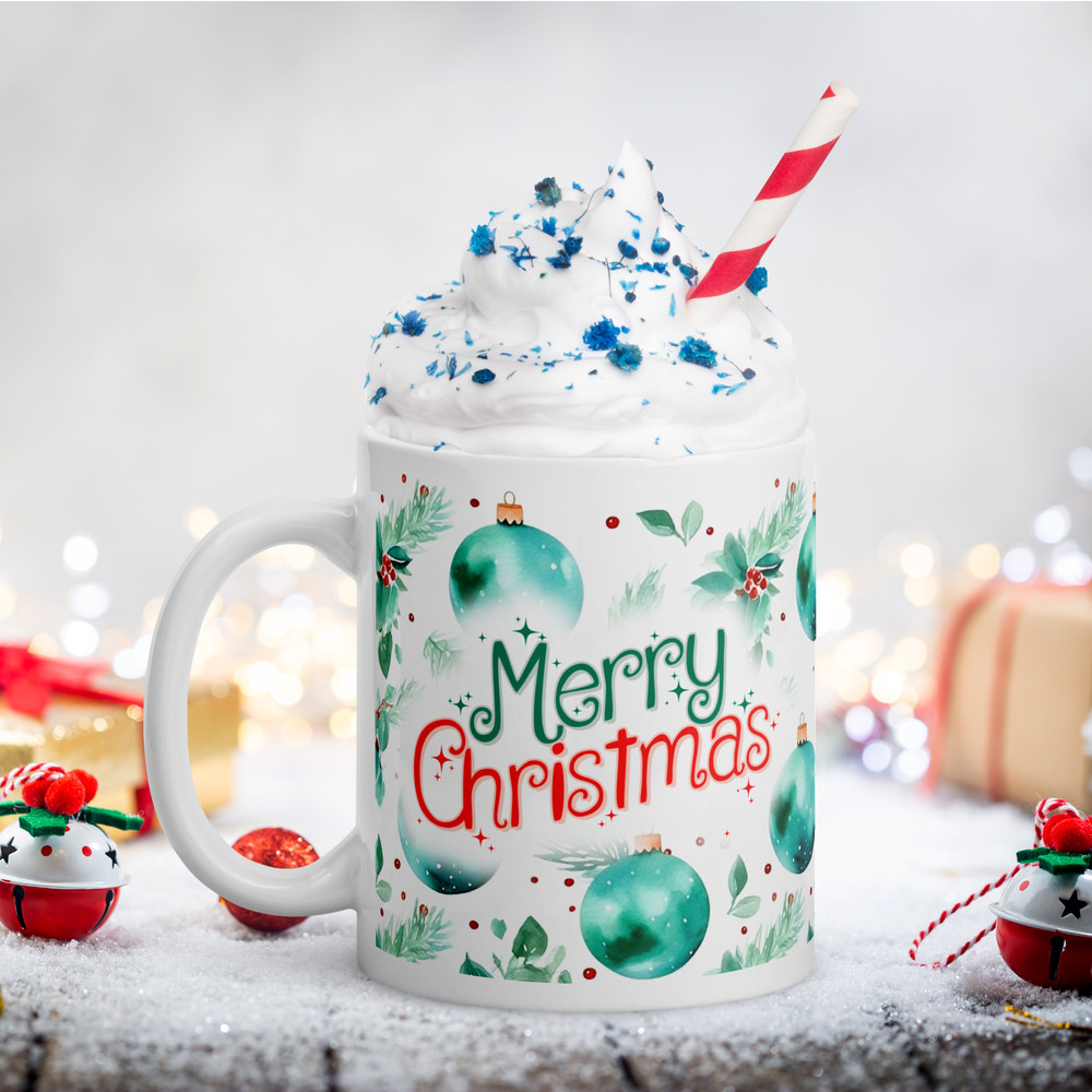 Christmas Retro Style Coffee Mug Magic Ceramic Mug Christmas Balls Retro Design Wraparound Mug Chri 2