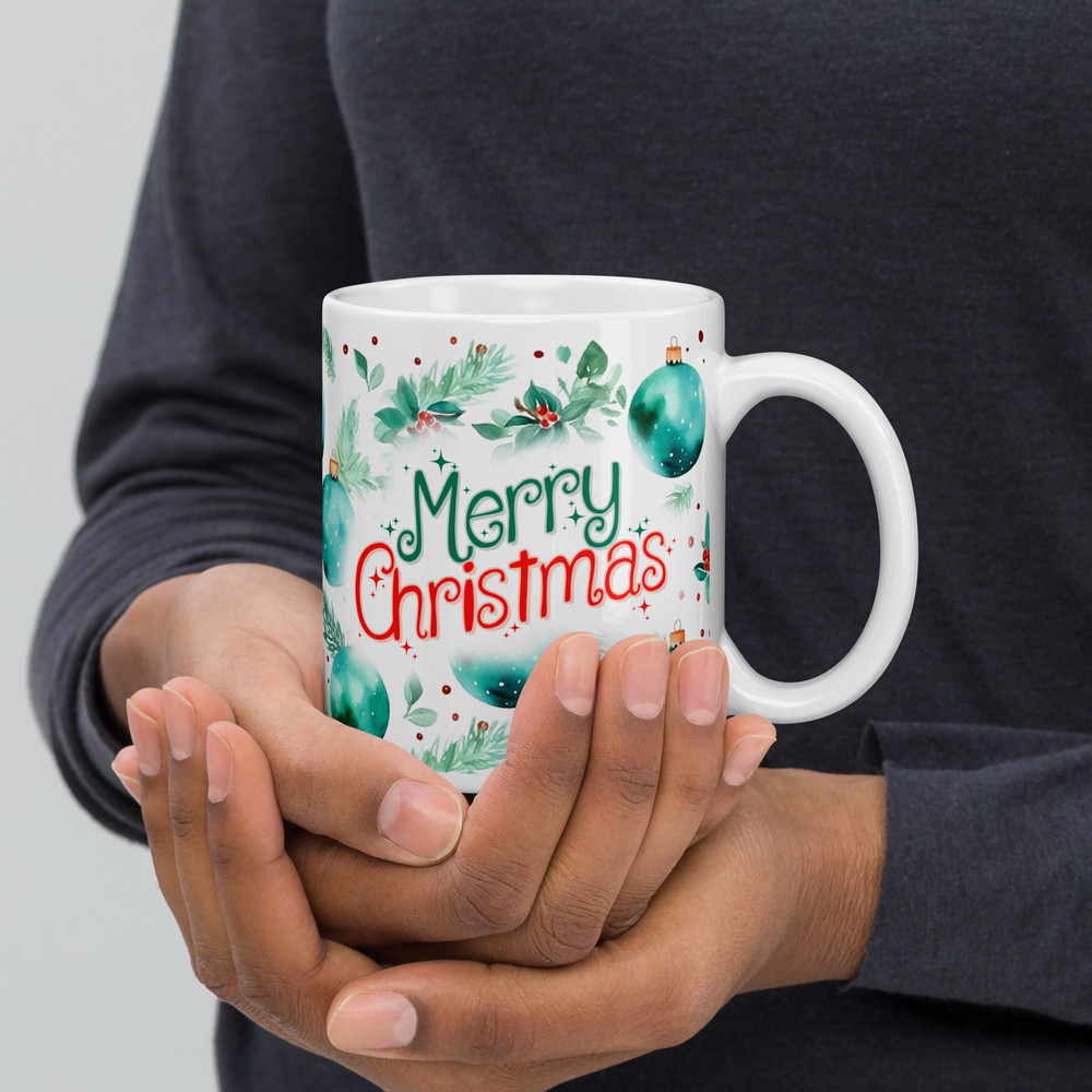 Christmas Retro Style Coffee Mug Magic Ceramic Mug Christmas Balls Retro Design Wraparound Mug Chri 3