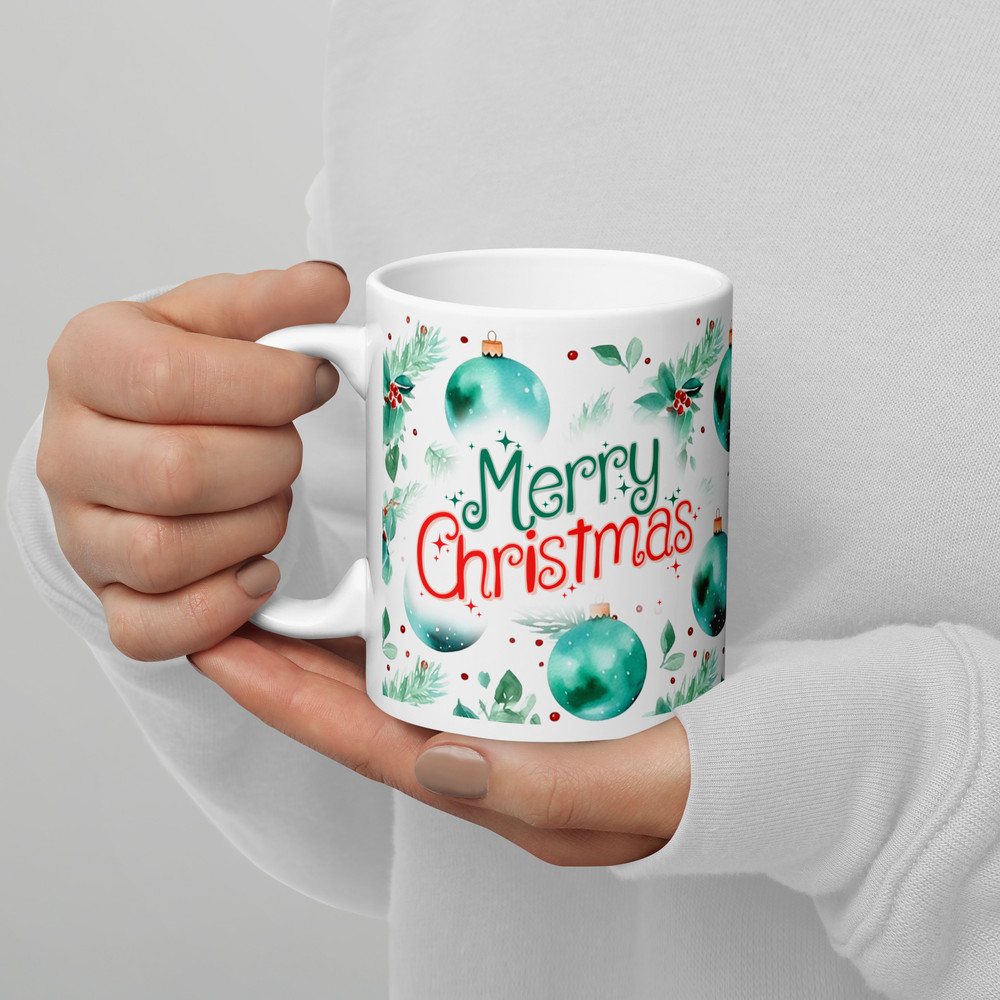 Christmas Retro Style Coffee Mug Magic Ceramic Mug Christmas Balls Retro Design Wraparound Mug Chri 4