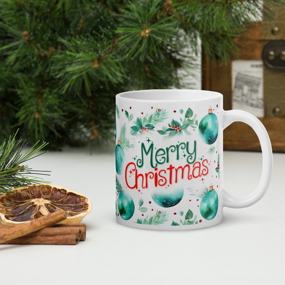Christmas Retro Style Coffee Mug Magic Ceramic Mug Christmas Balls Retro Design Wraparound Mug Chri 5