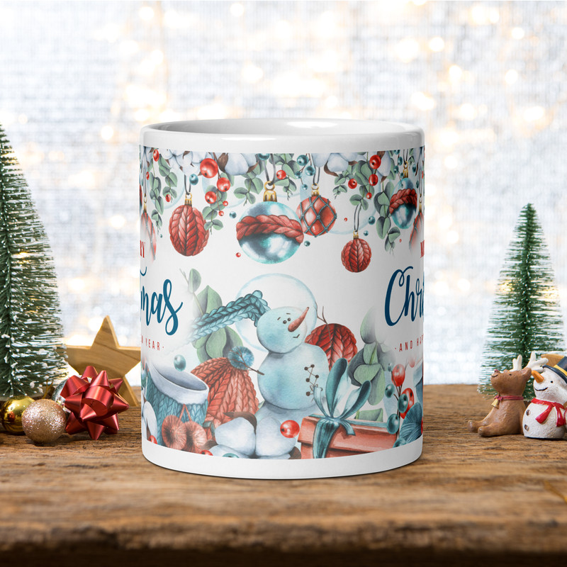 Christmas Retro Style Coffee Mug Christmas Snowman Mug Magic Ceramic Mug Christmas Balls Christmas  1