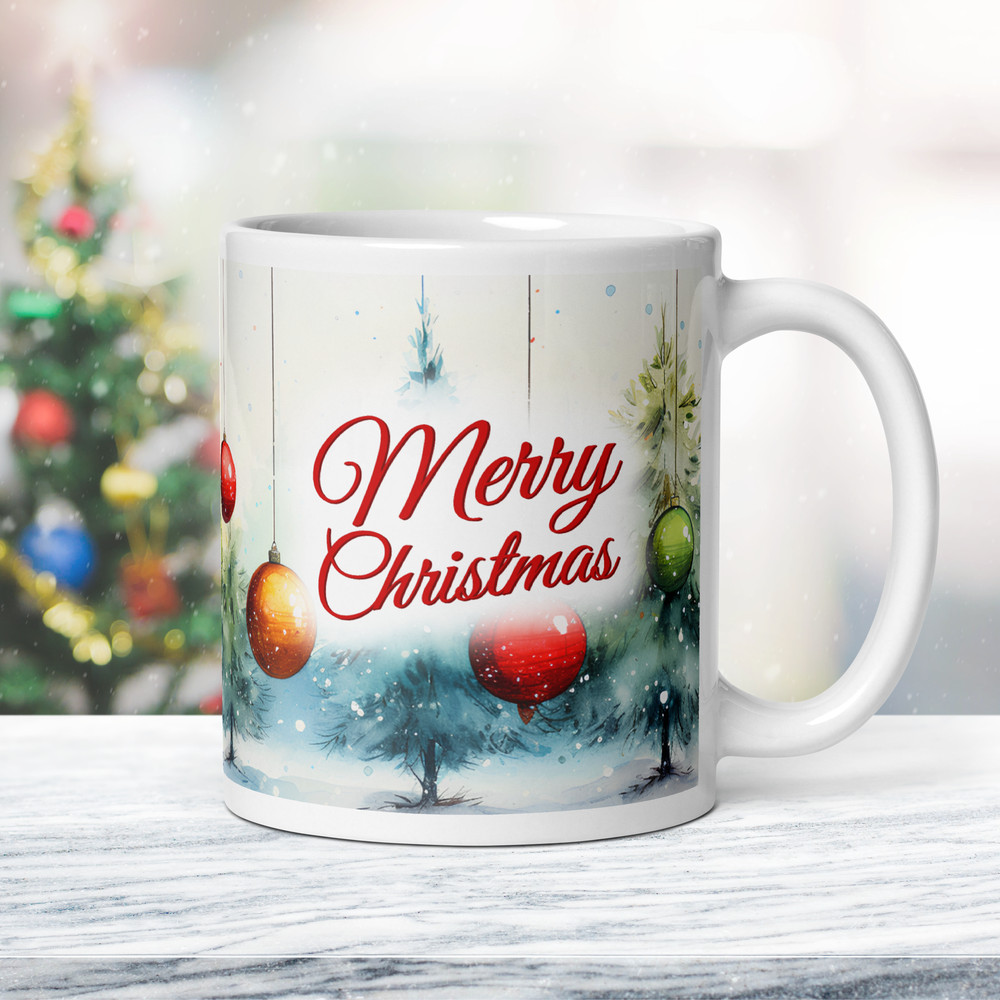 Christmas Retro Style Coffee Mug Christmas Balls Magic Ceramic Mug Retro Design Wraparound Mug Chri 0