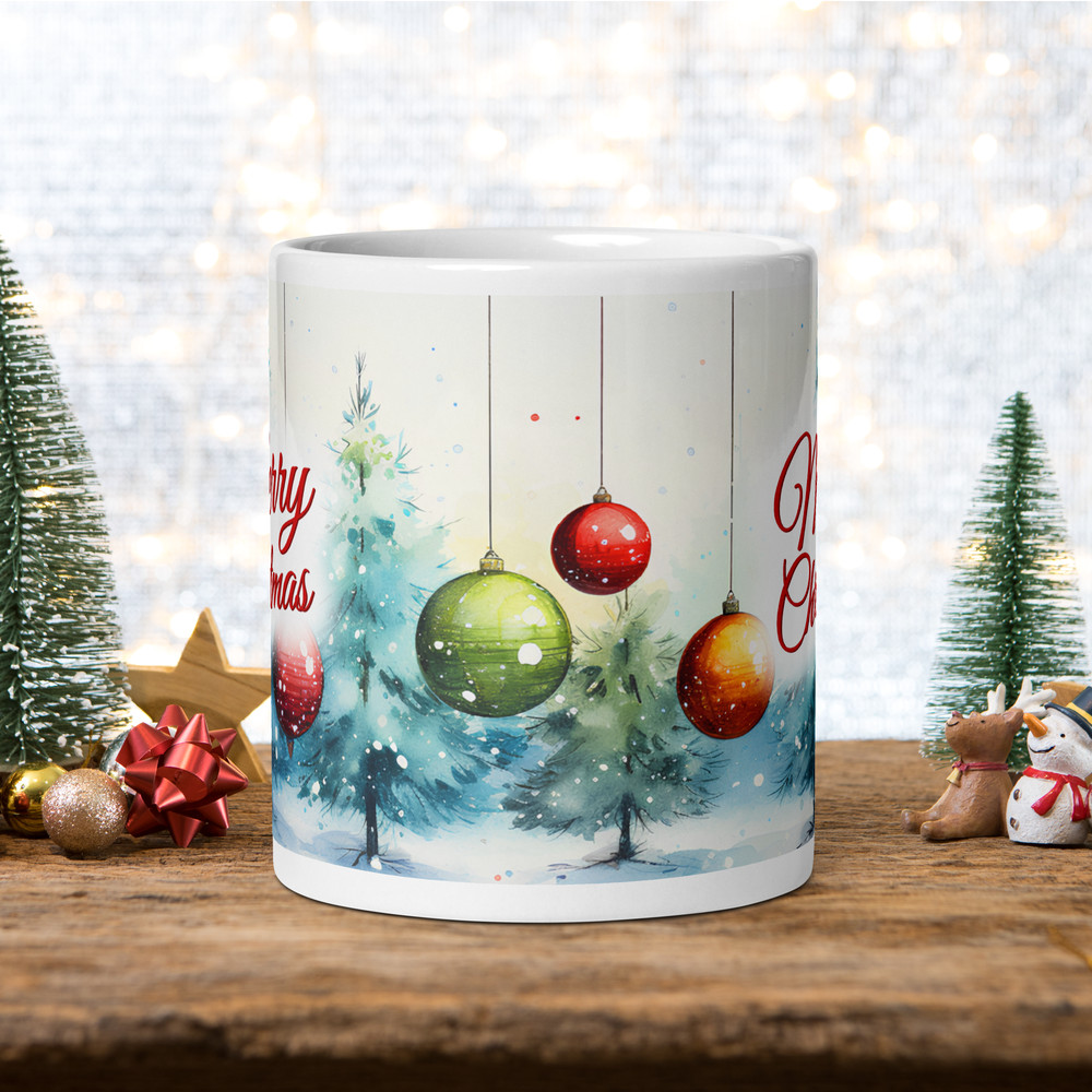 Christmas Retro Style Coffee Mug Christmas Balls Magic Ceramic Mug Retro Design Wraparound Mug Chri 1