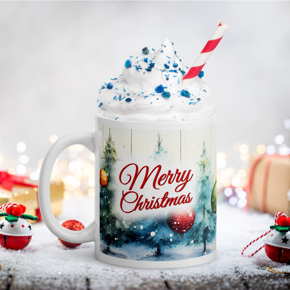 Christmas Retro Style Coffee Mug Christmas Balls Magic Ceramic Mug Retro Design Wraparound Mug Chri 2