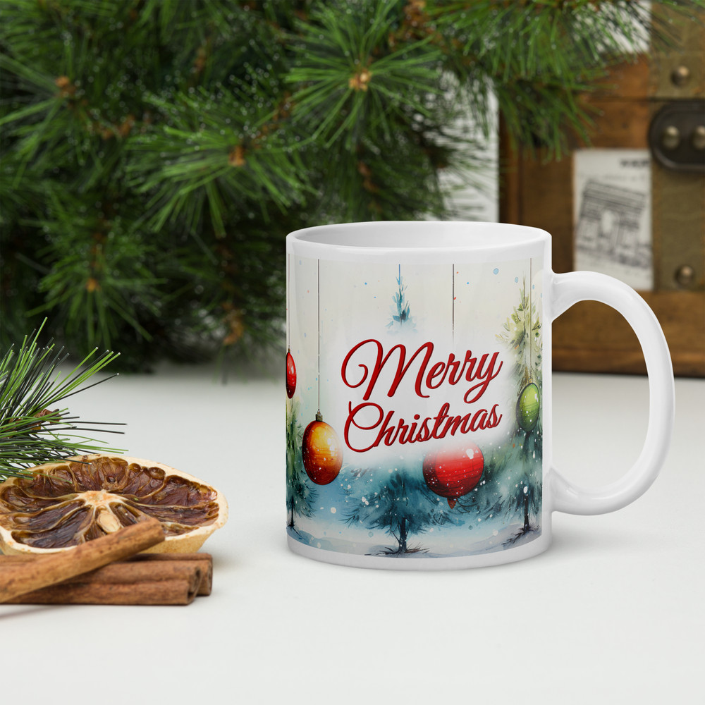Christmas Retro Style Coffee Mug Christmas Balls Magic Ceramic Mug Retro Design Wraparound Mug Chri 5